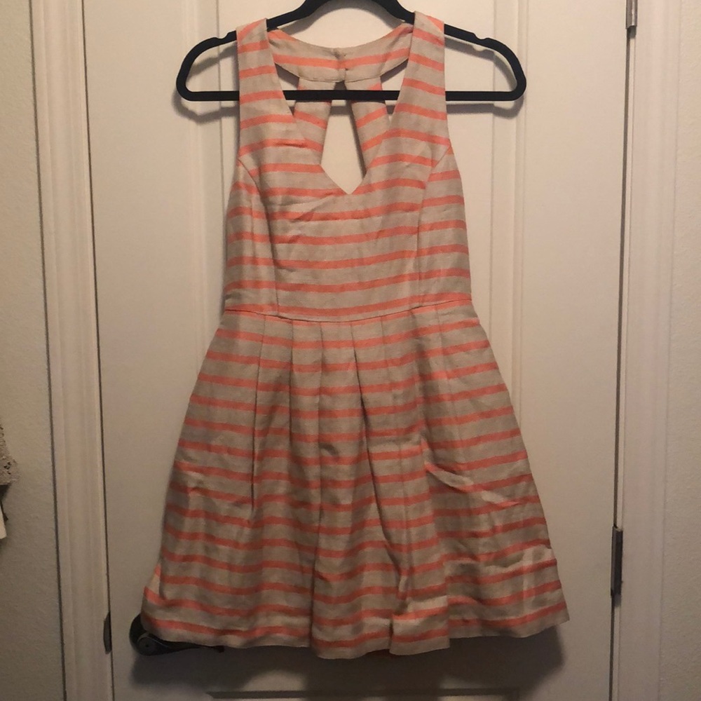 Linen striped coral/beige banana republic dress 4P